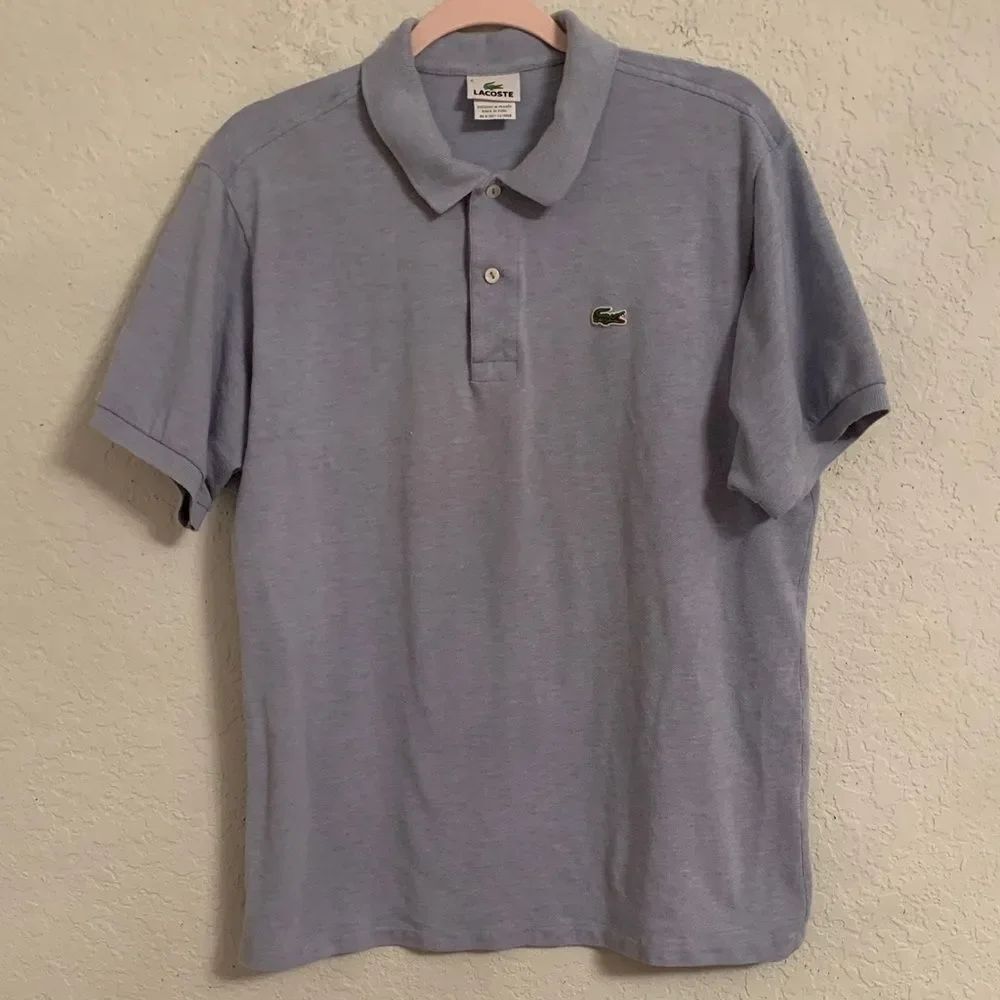 Lacoste Men's Light Blue Polo Shirt Size 6/L